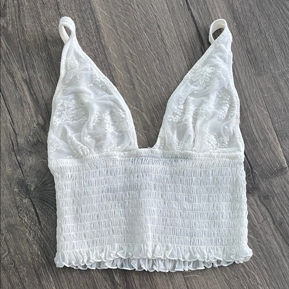 UO Out From Under White Top - S